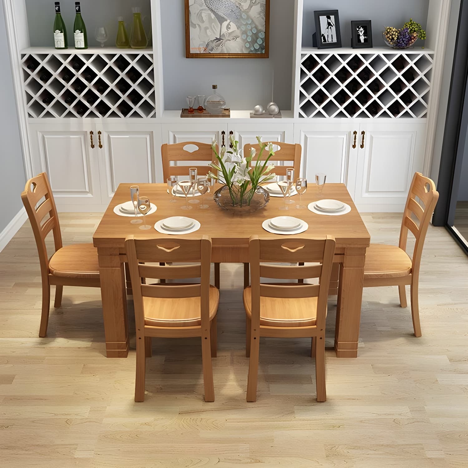 7-Piece Modern Wood Dining Set with Solid Wood Features and Seating for 6 - image 6