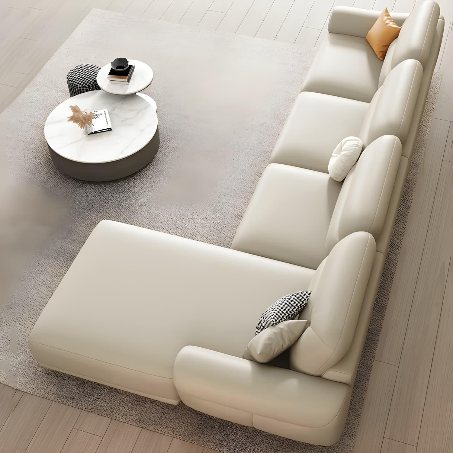Modern One Arm Genuine Leather Sectional Sofa with Wood Frame - image 7