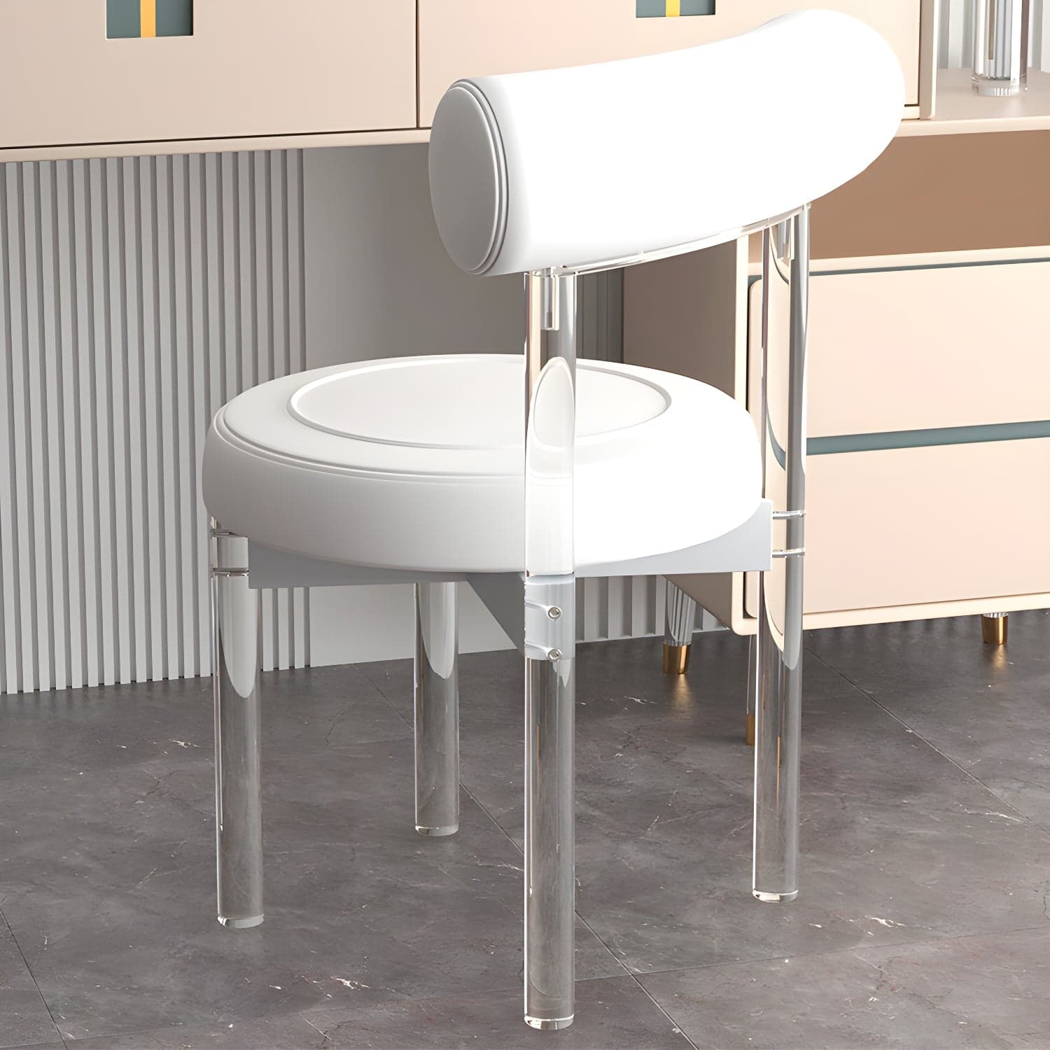 Clear Leg Modern Side Chair with Low Back and Upholstered Polyurethane Seat - image 12