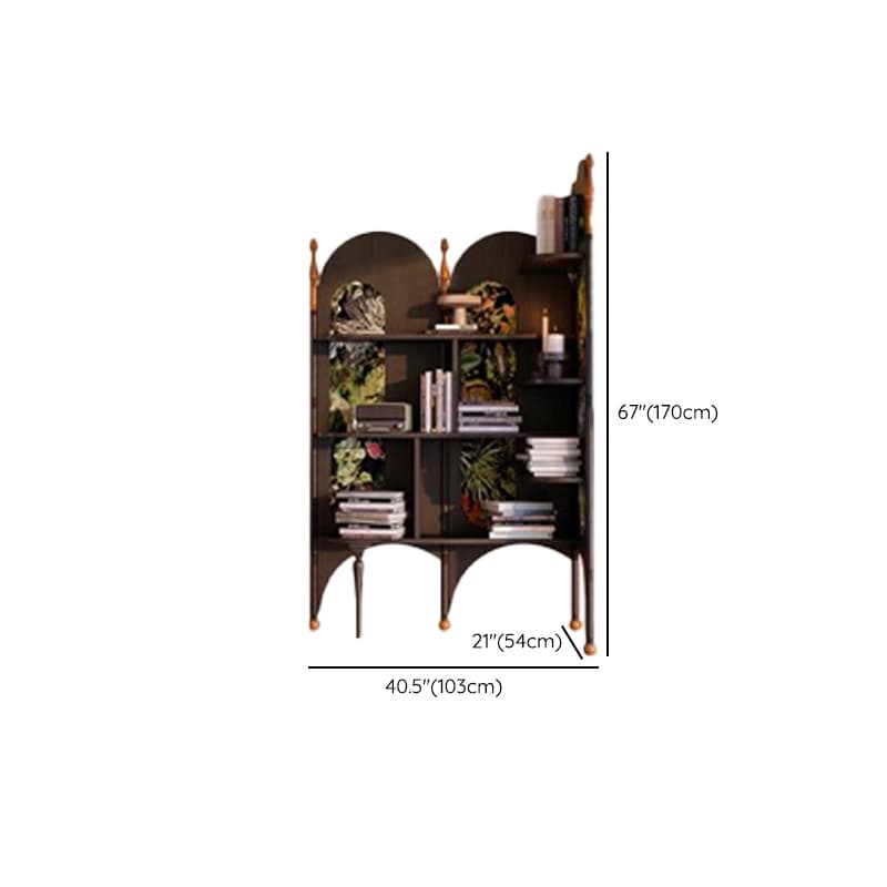 Modern Simple Style Nook Decorative Cabinet with 6 Exterior Shelves/4 Exterior Shelves, Ash Wood Countertop in Matte Black - image 12