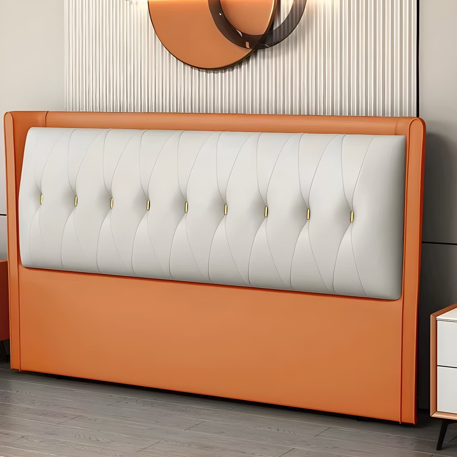 Contemporary Headboard Bed with Tufted Leather Upholstery in Rectangular - image 20
