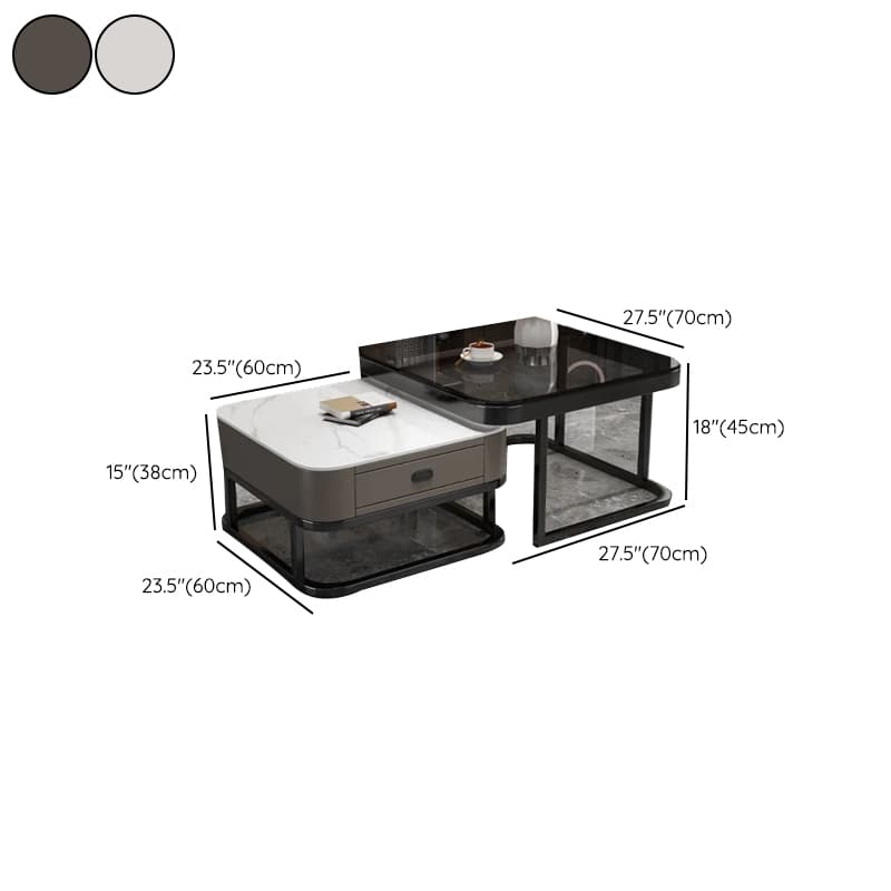 Foyer Use Glam Style Square Structure Double Nesting Coffee Table - image 14