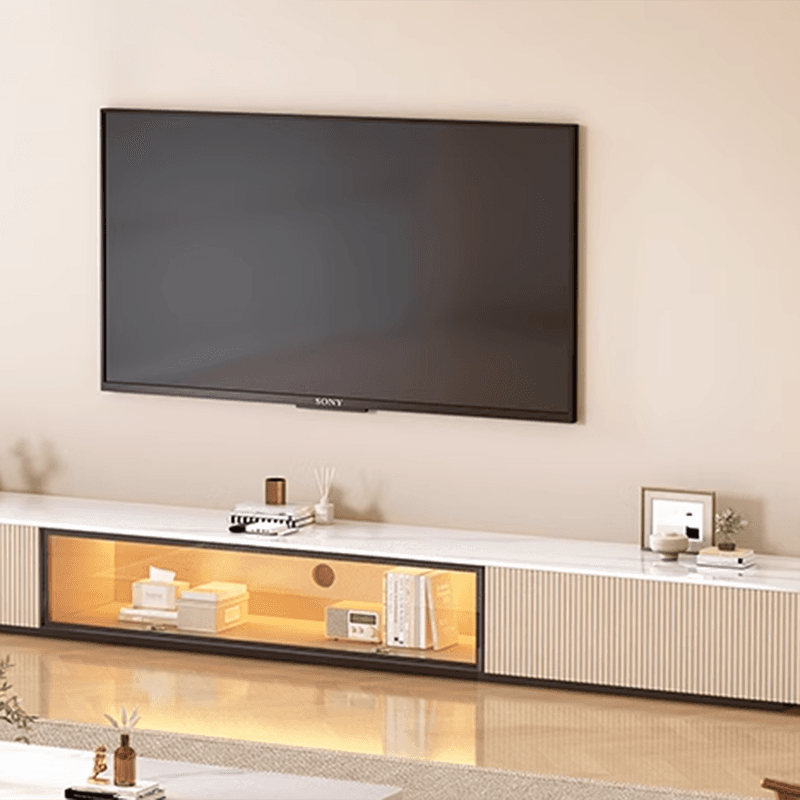 Modish Sintered Stone TV Stand with 2-Drawer, Cabinet & Cable Management Living Room - image 11