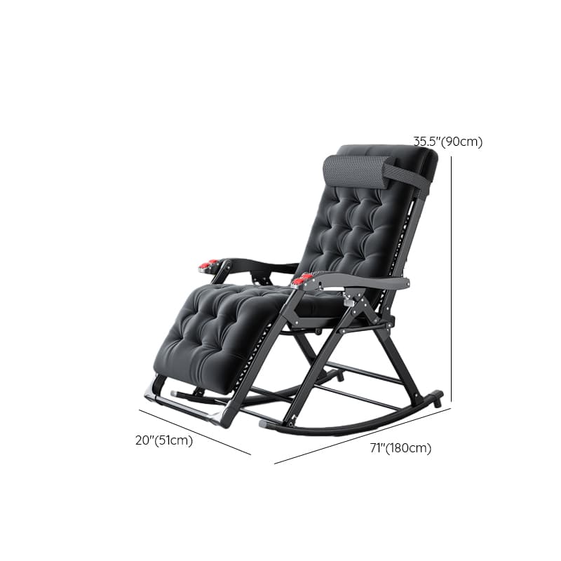 Black/Walnut/Eggplant Color Contemporary Alloy Rocking Armchair with Track Arm - image 12