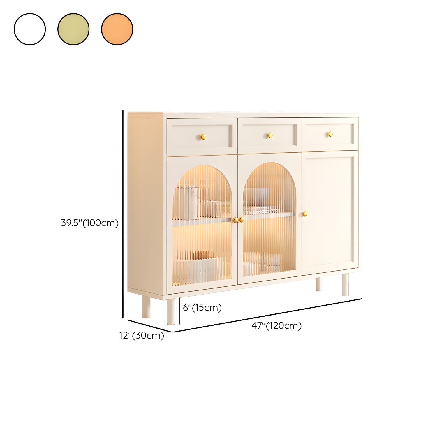 Wooden Buffet Server with Stone Countertop, Glass Doors, and Drawers - image 18