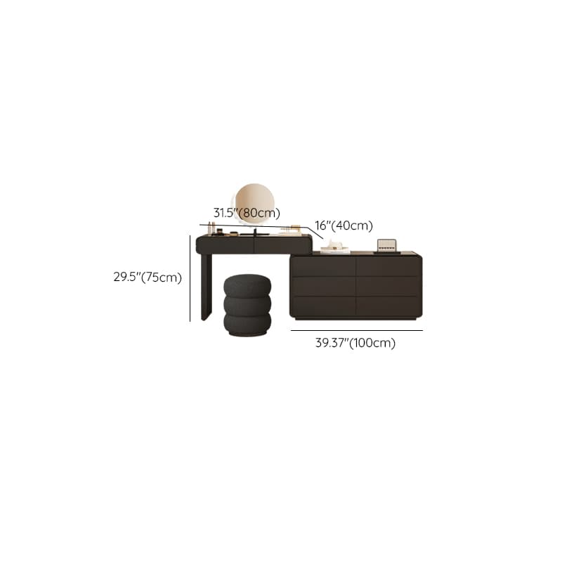 Midnight Black Modish Large/Standard Makeup Vanity with Vitreous Table Top, 8 Drawers/5 Drawers, and Scalable Design - image 16