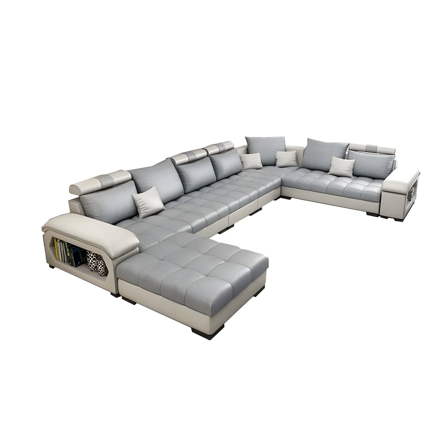 Modern Wooden U-Shape Reversible Modular Corner Sectional Set with Storage and Ottoman - image 11