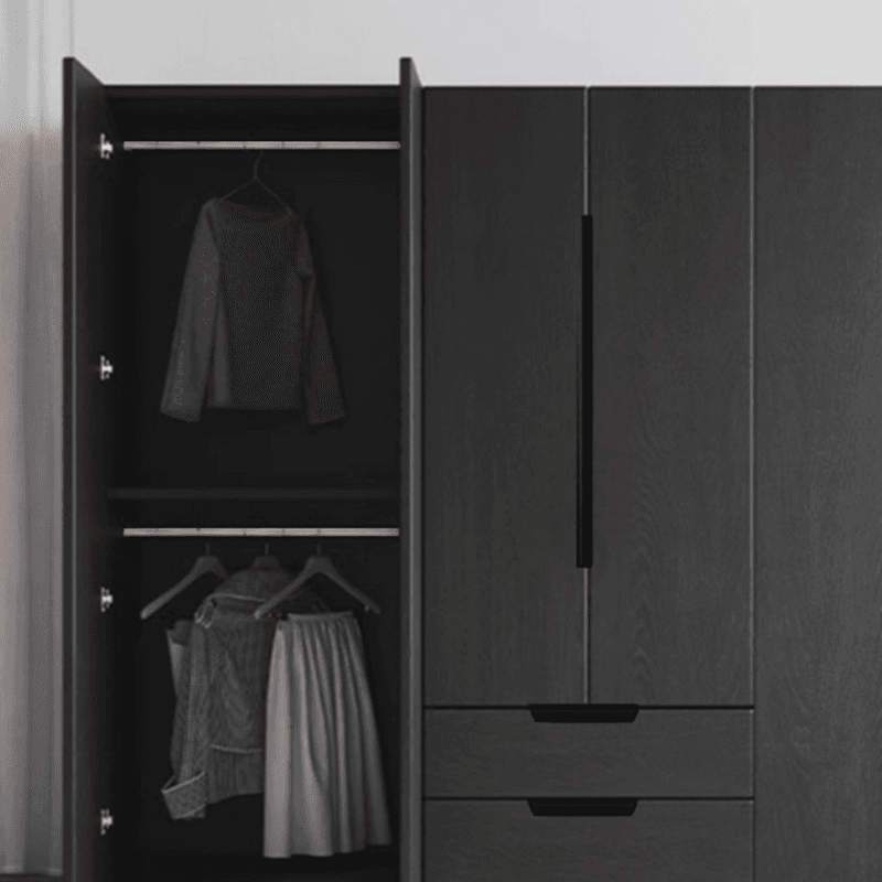 Ink Trendy Timber Wardrobe Armoire with Soft Close Drawer and Door, Interior Shelves, Clothing Rod - image 4