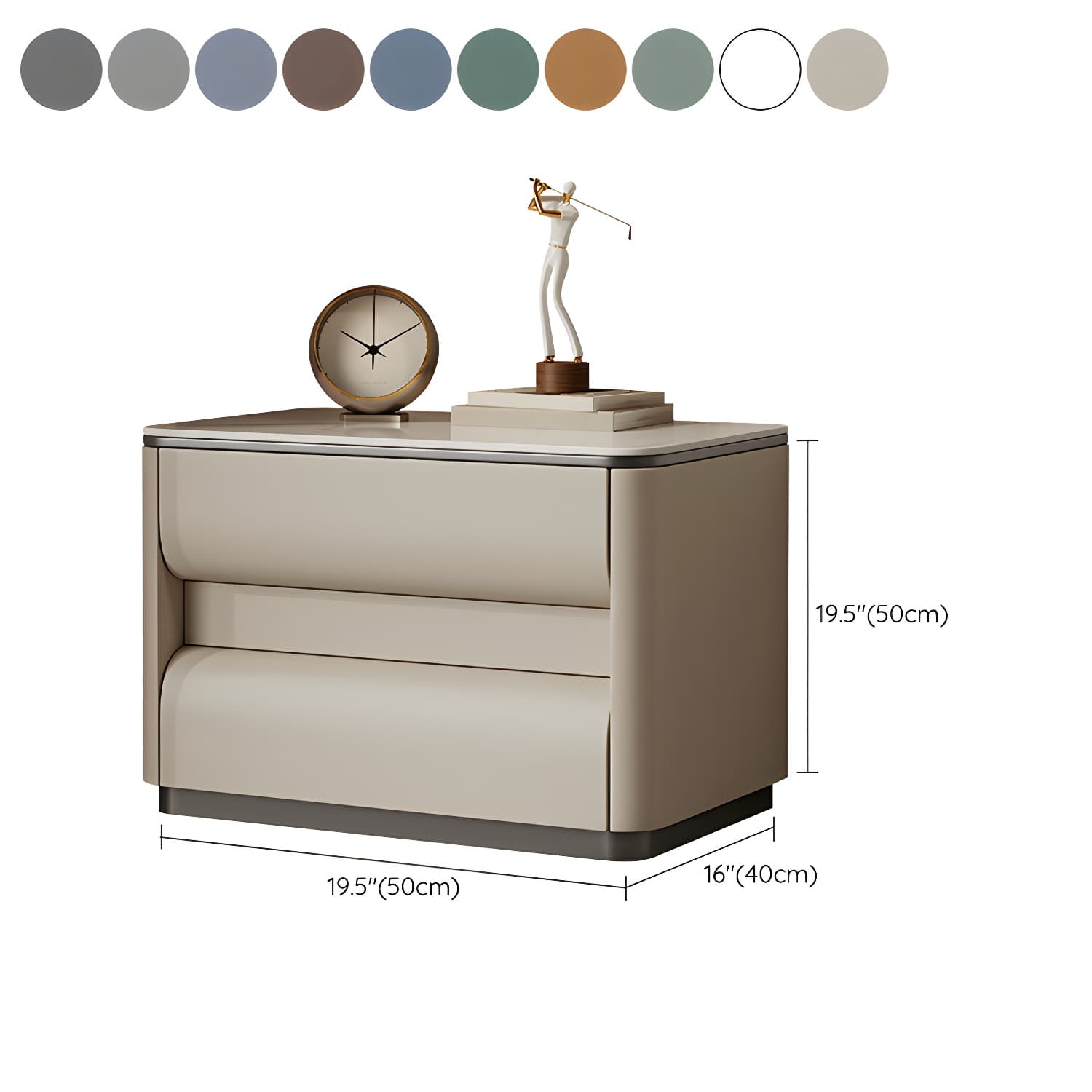 Contemporary Bedside Cabinet Stone Bed Nightstand with 2 Drawers - image 21