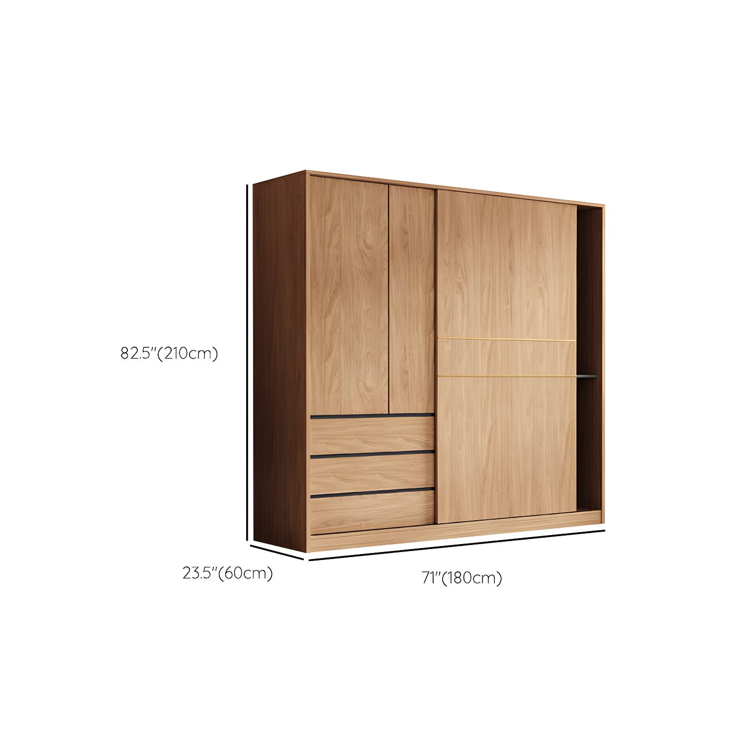 Contemporary Wood Wardrobe Armoire Freestanding Adjustable Shelves Wardrobe with Drawers - image 13