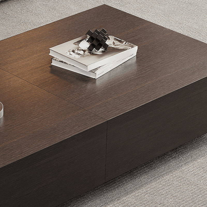 Solid Oak Wood Square Accent Table with 2 Drawers for Living Room - image 7