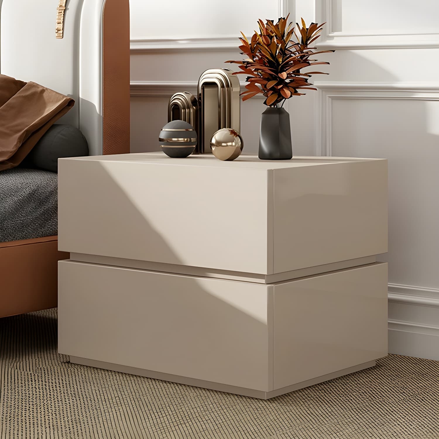 Contemporary Drawer Storage Wooden Accent Table Nightstand 15.7" Wide - image 10