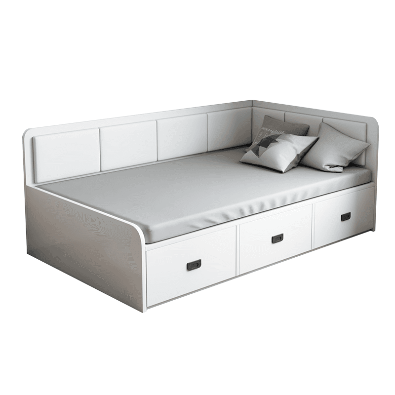 Solid Color Storage Included Bed with 3 Storage Boxes for Bedroom