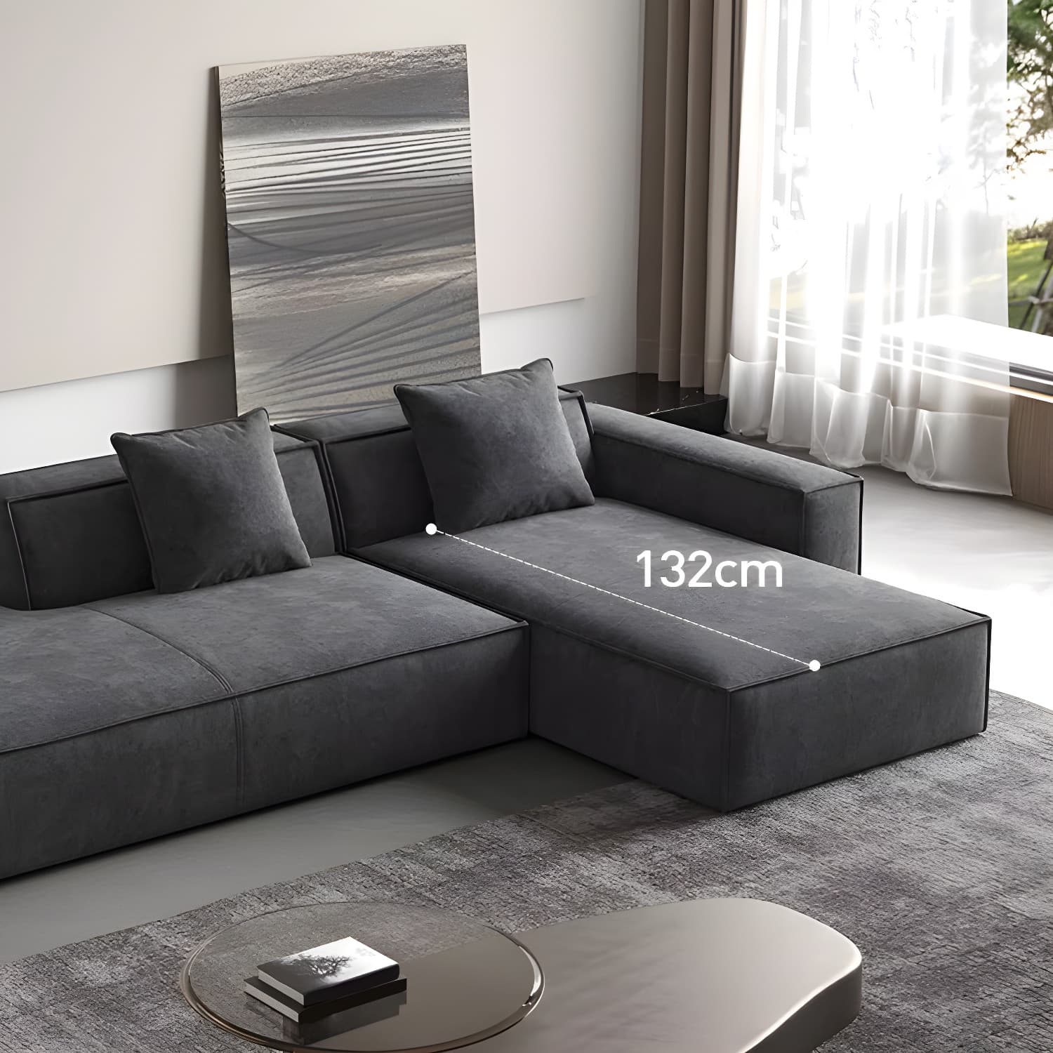 Modern Gray Square Arm Sectional Sofa Upholstered in Polyester Blend - image 11