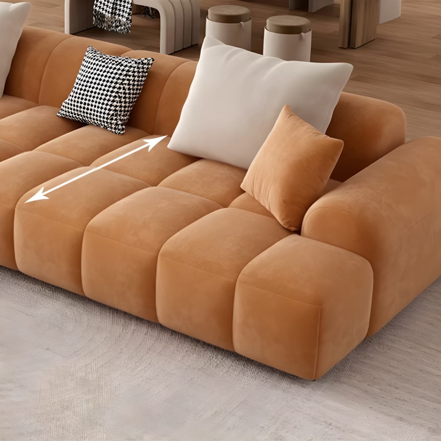 Modern Suede Sectional Sofa with Black Pine Wood Frame and Scratch Resistant Design - image 14