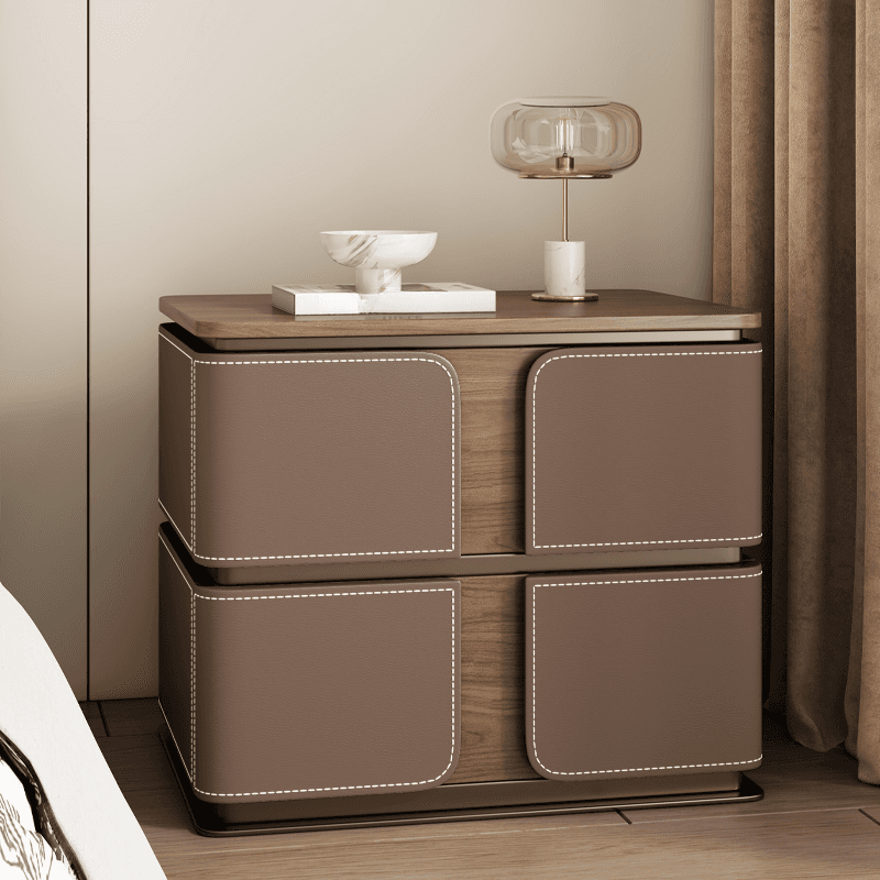 Art Deco Nightstand With Drawer Organization with 2 Drawers and Lumber Countertop - image 3