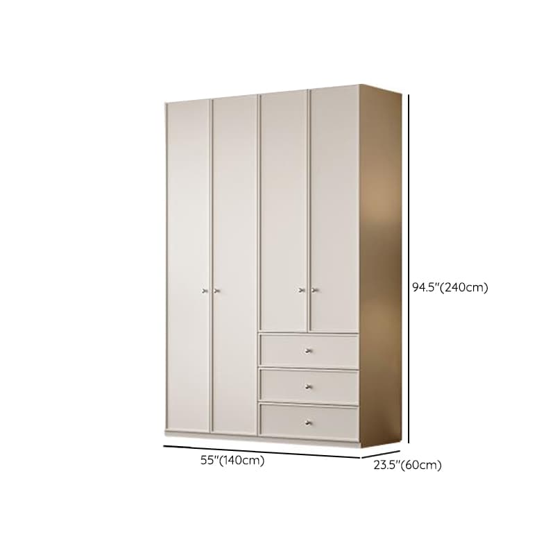Chalk Modern Wooden Standalone Almirah with 3-Drawer, Interior Shelves, and Hanging Rod - image 13