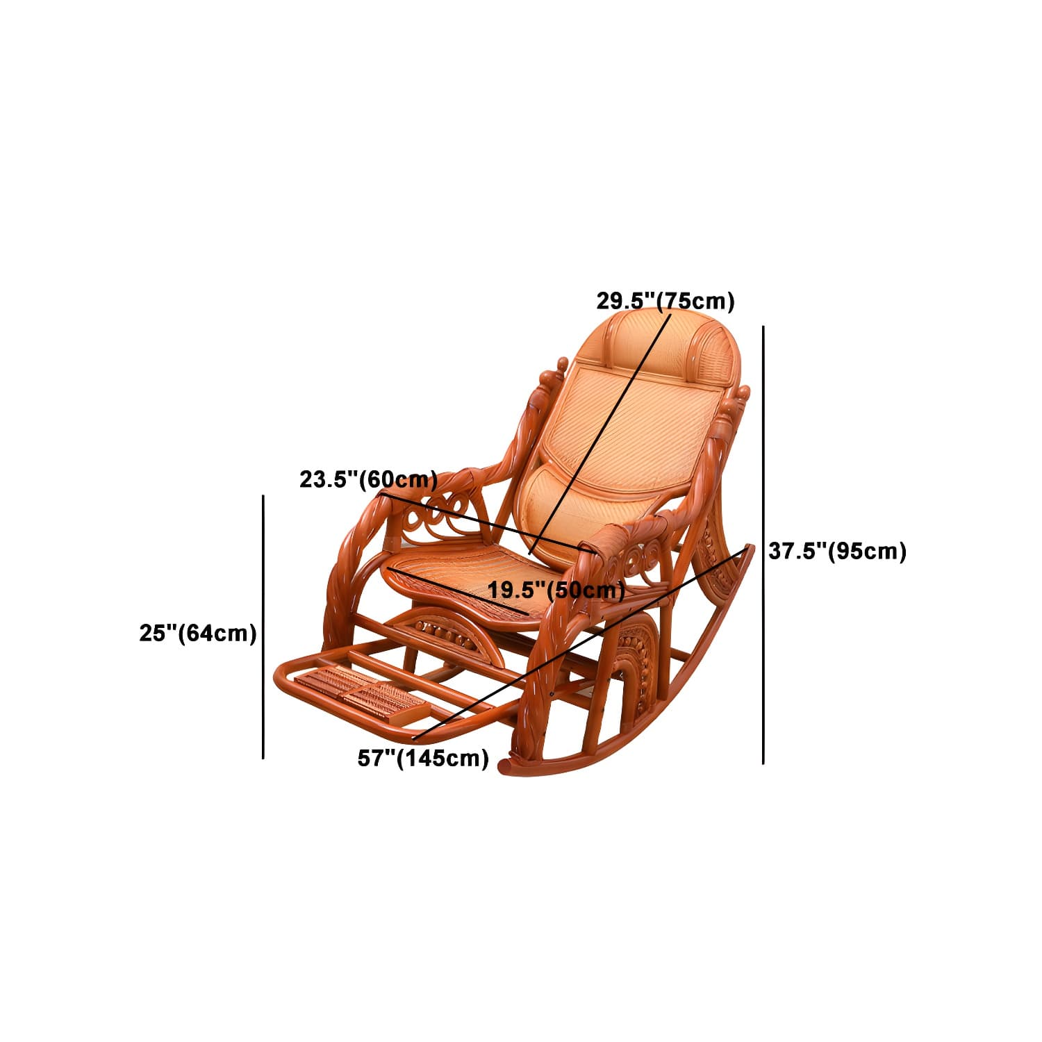 Traditional Spindle Rocking Chair Tobacco Finish with Pillow Rocker Chair Wicker - image 17