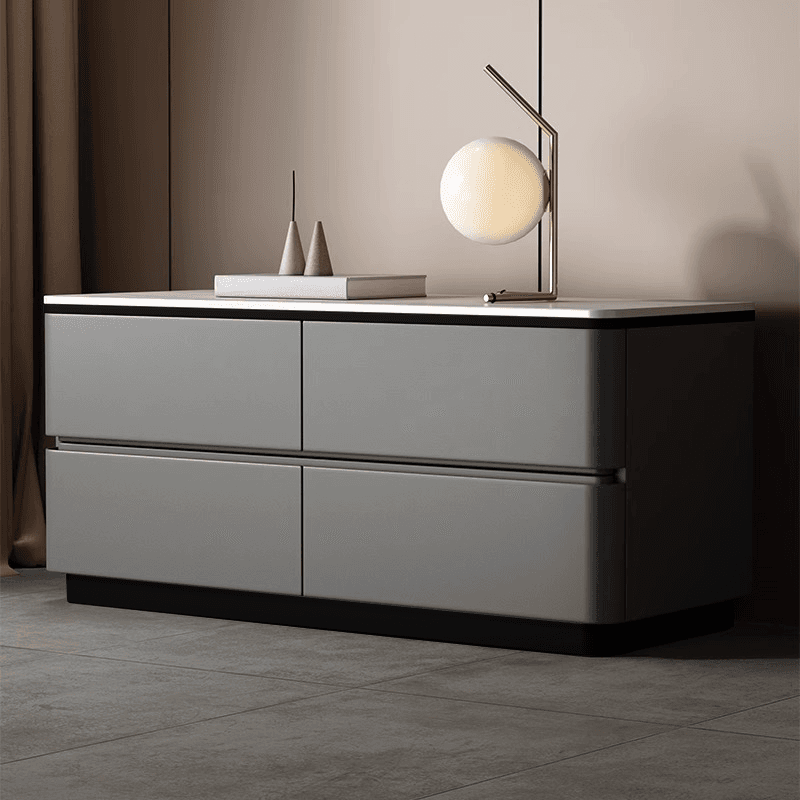 Modish Nightstand With Drawer Organization with 4 Drawers and Stone Tabletop - image 3