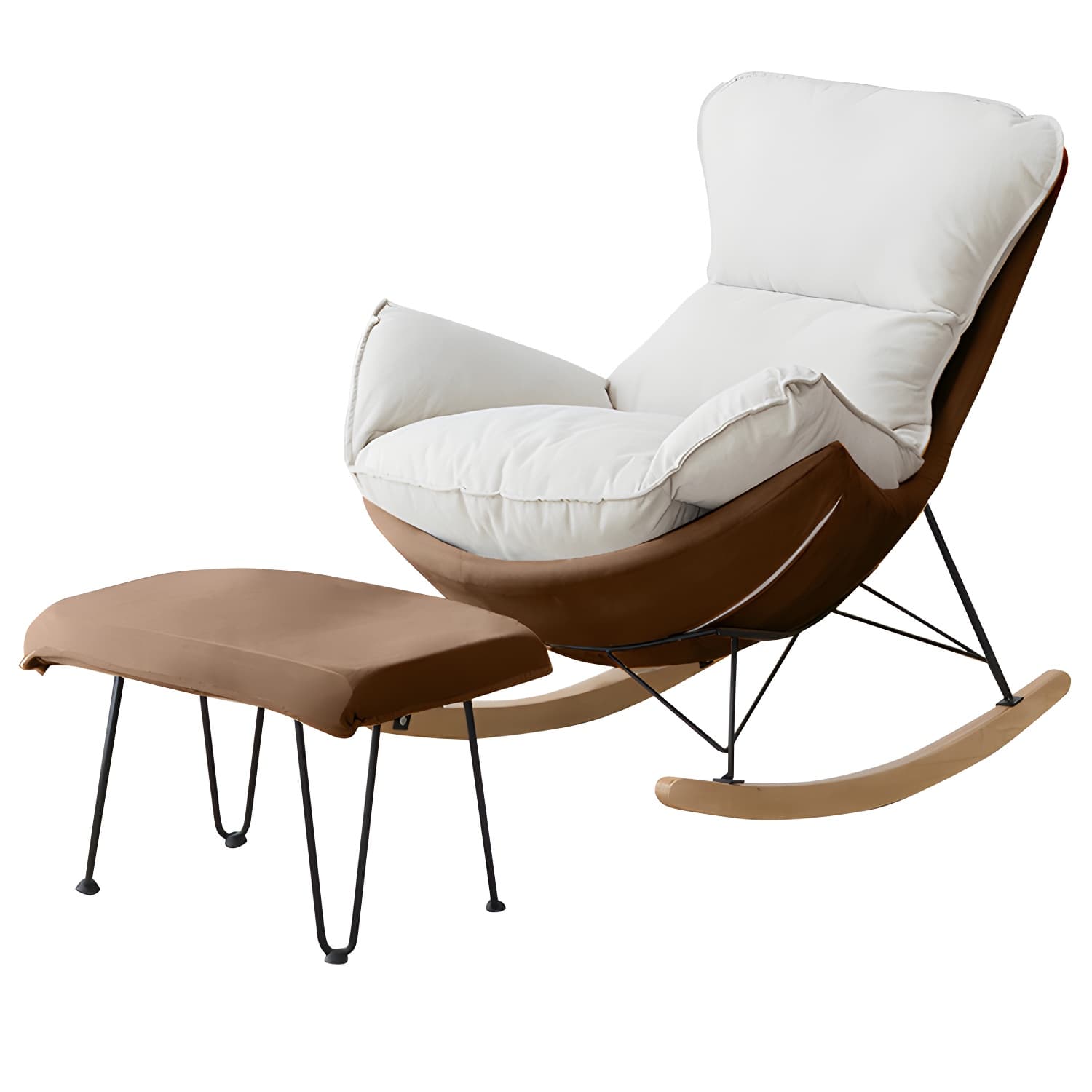 Stylish and Comfortable Modern Upholstered Rocking Chair with Removable Back Cushion - image 17