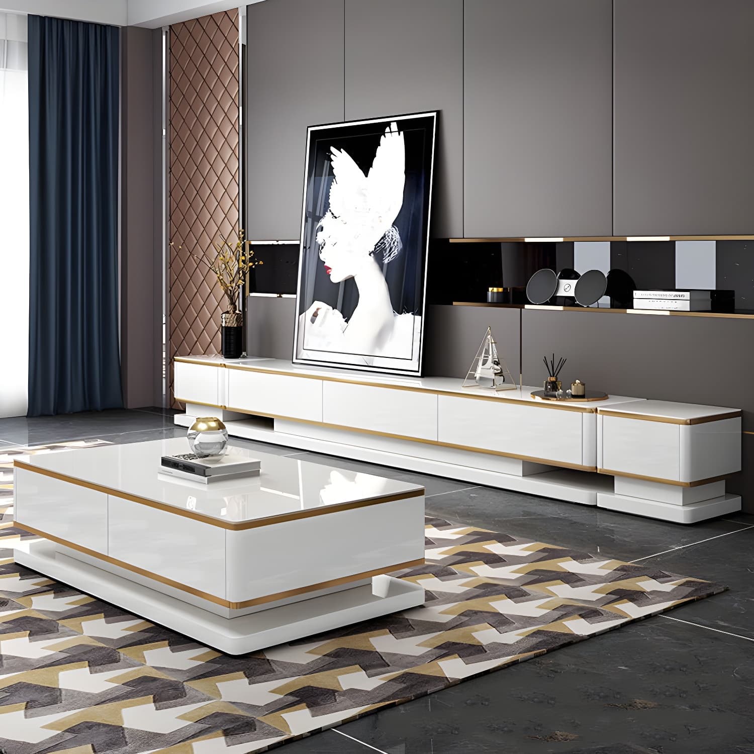 Luxurious 3-Drawer TV Stand Console 16.54-Inch H Glass TV Console - image 11