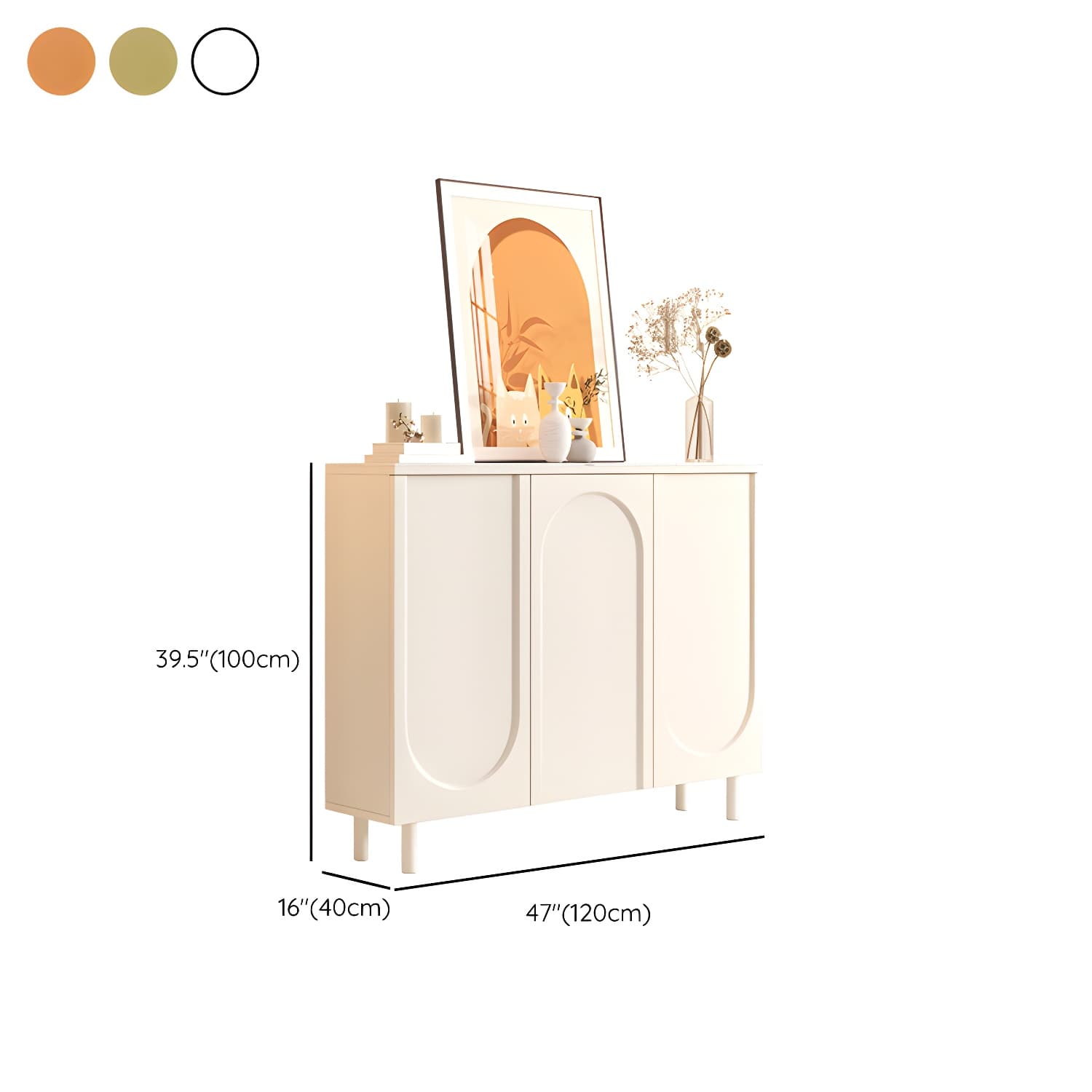 Scandinavian Wood Buffet Sideboard with Stone Countertop and Adjustable Shelves - image 22