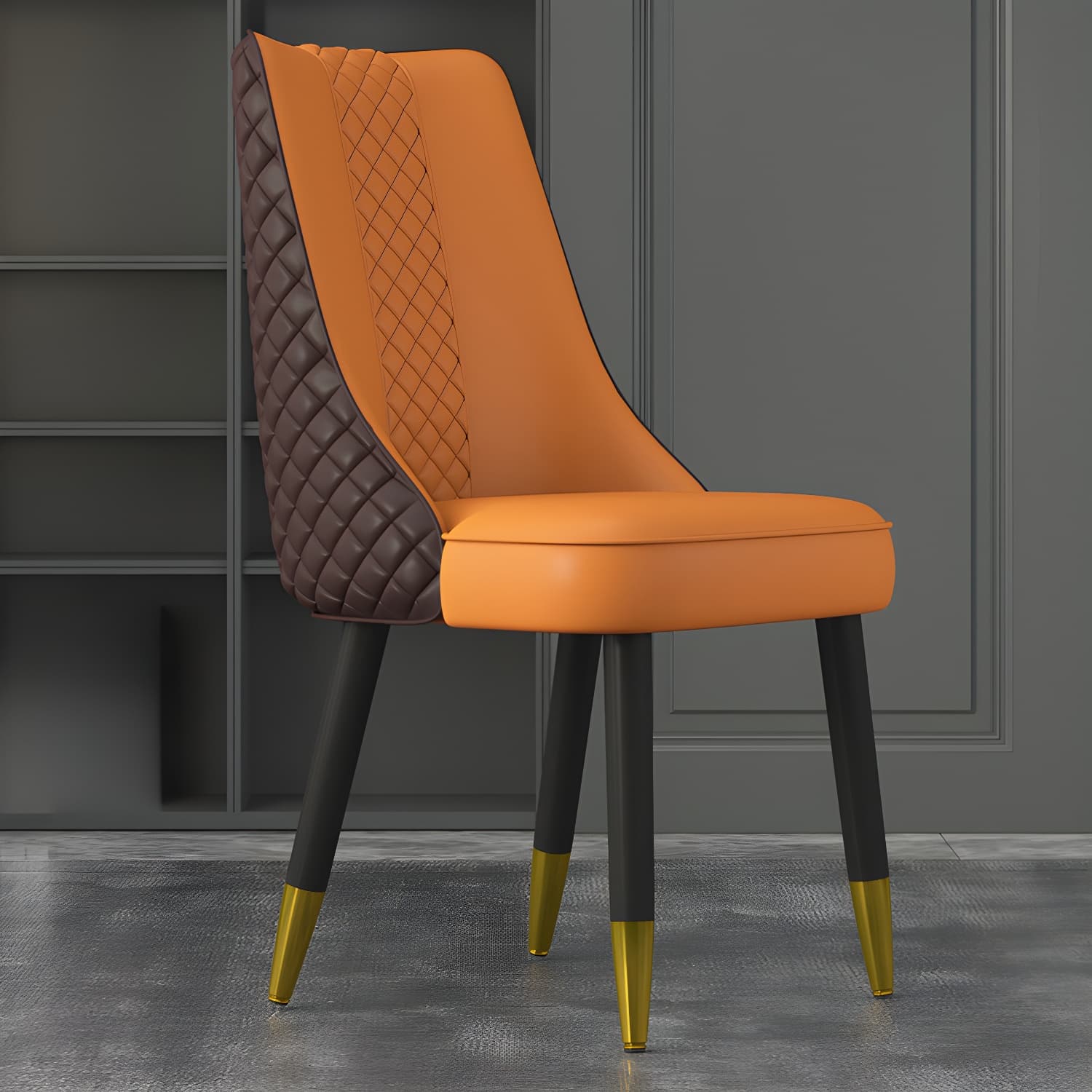Industrial Style Dining Chairs Faux Leather Kitchen Chairs with Wood Legs - image 14