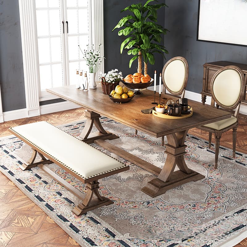 Old School Weathered Wood Rectangle Fixed Dining Table for 8/for 6/for 4