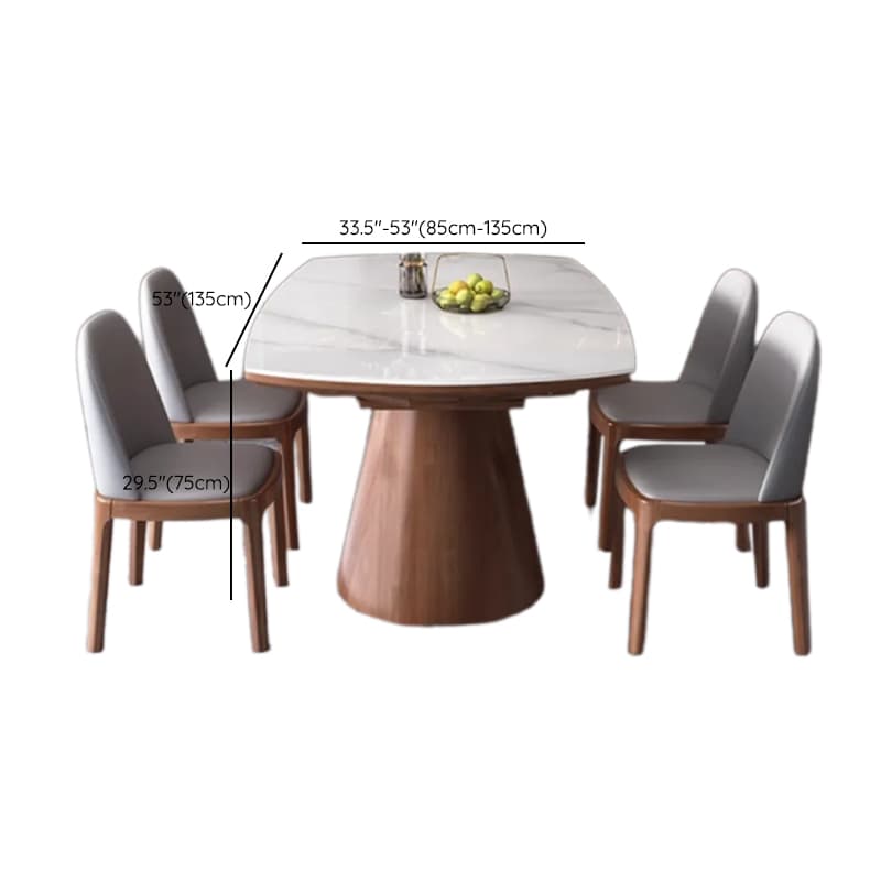 Dining Table Set with Extension Feature and Slate Stone Top, Seats 6/4 People, Variable-sized - image 9