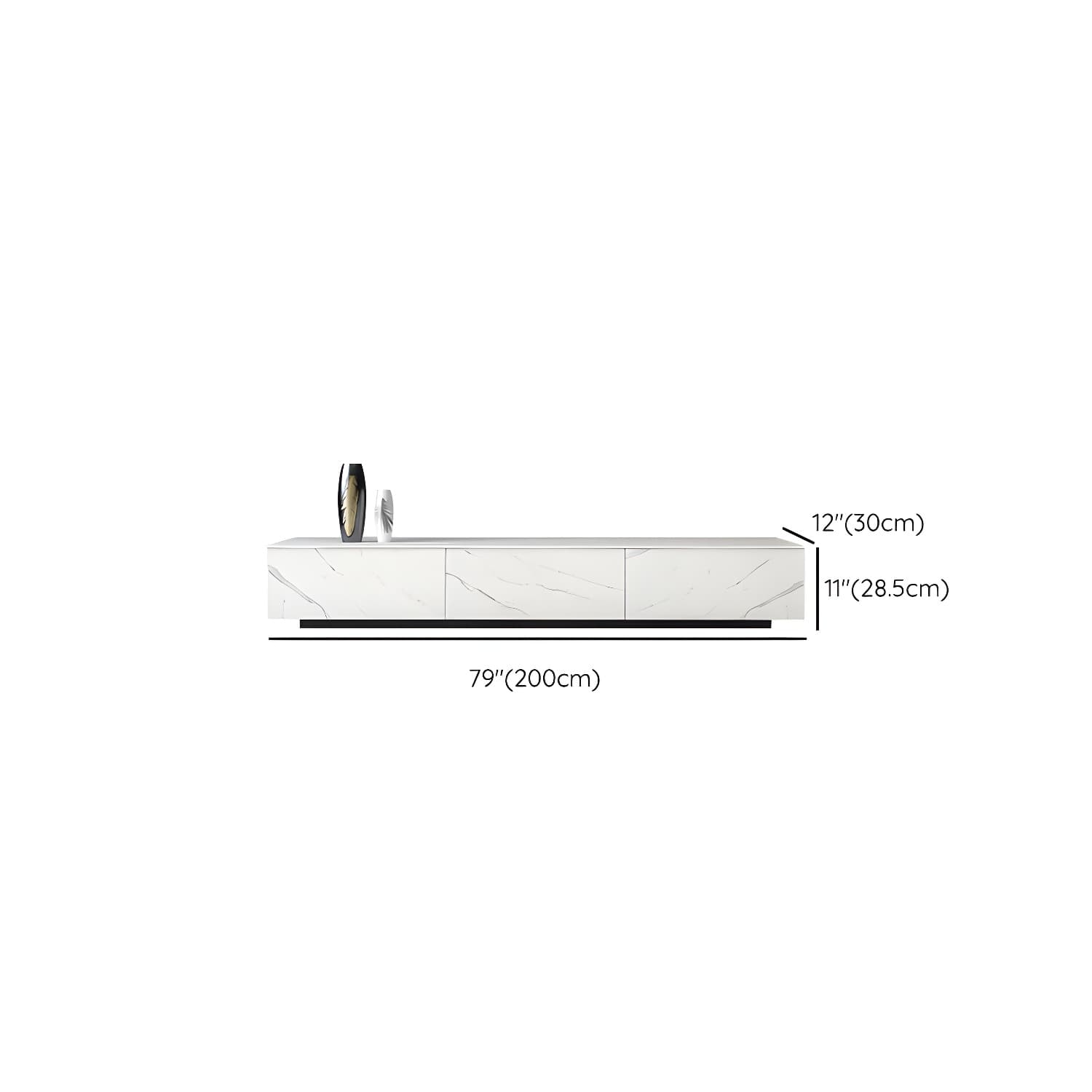 Contemporary 11.02"H TV Media Console Stand in White with Drawers - image 10