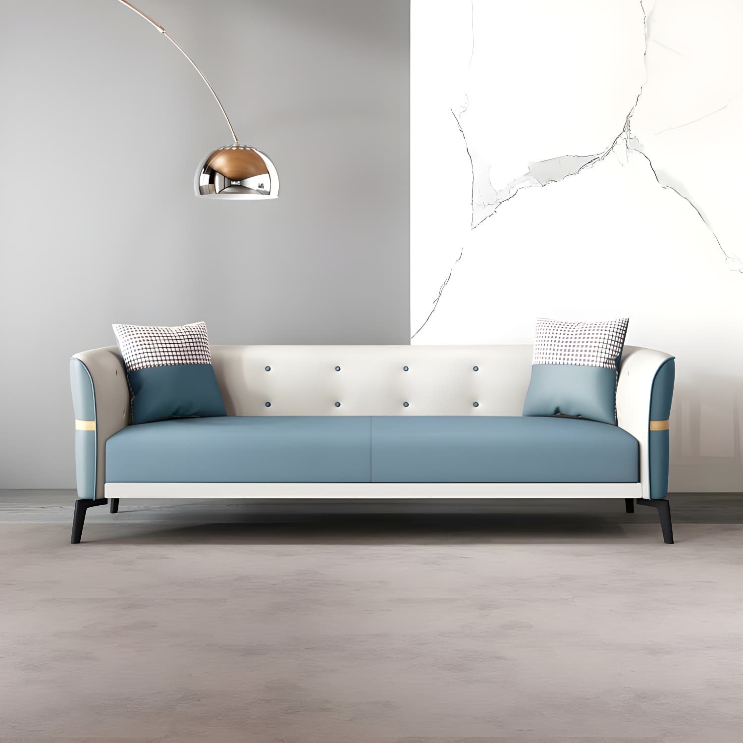 Modern Square Arm Standard Sofa Metal Legs Settee for Living Room - image 5