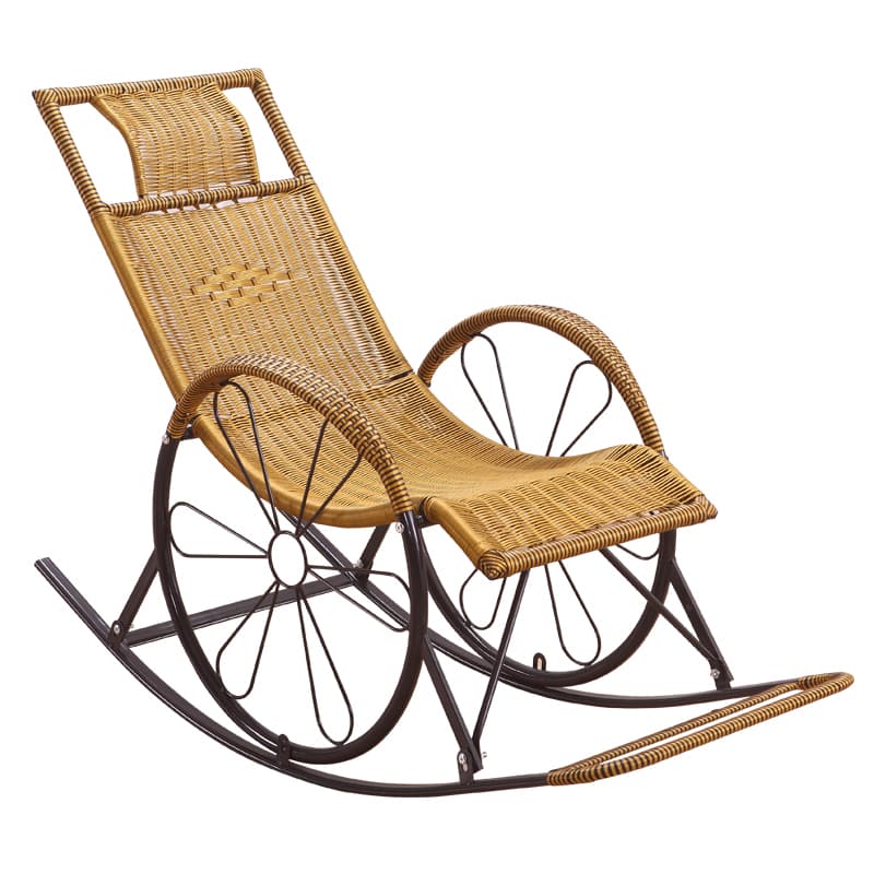 Ergonomic Wicker Front Porch Rocking Chairs with Rear Back, Stationary - image 25