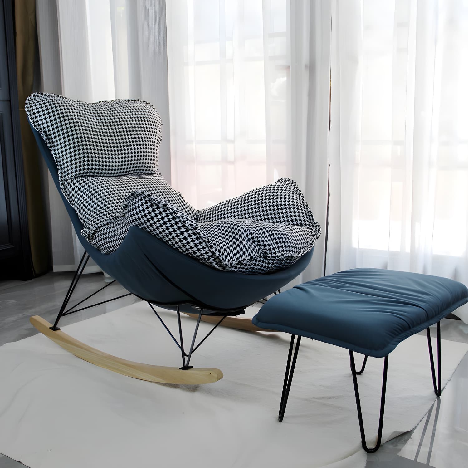 Modern Glider Chair Upholstered Removable Cushions Rocking Chair with Dark Legs - image 10