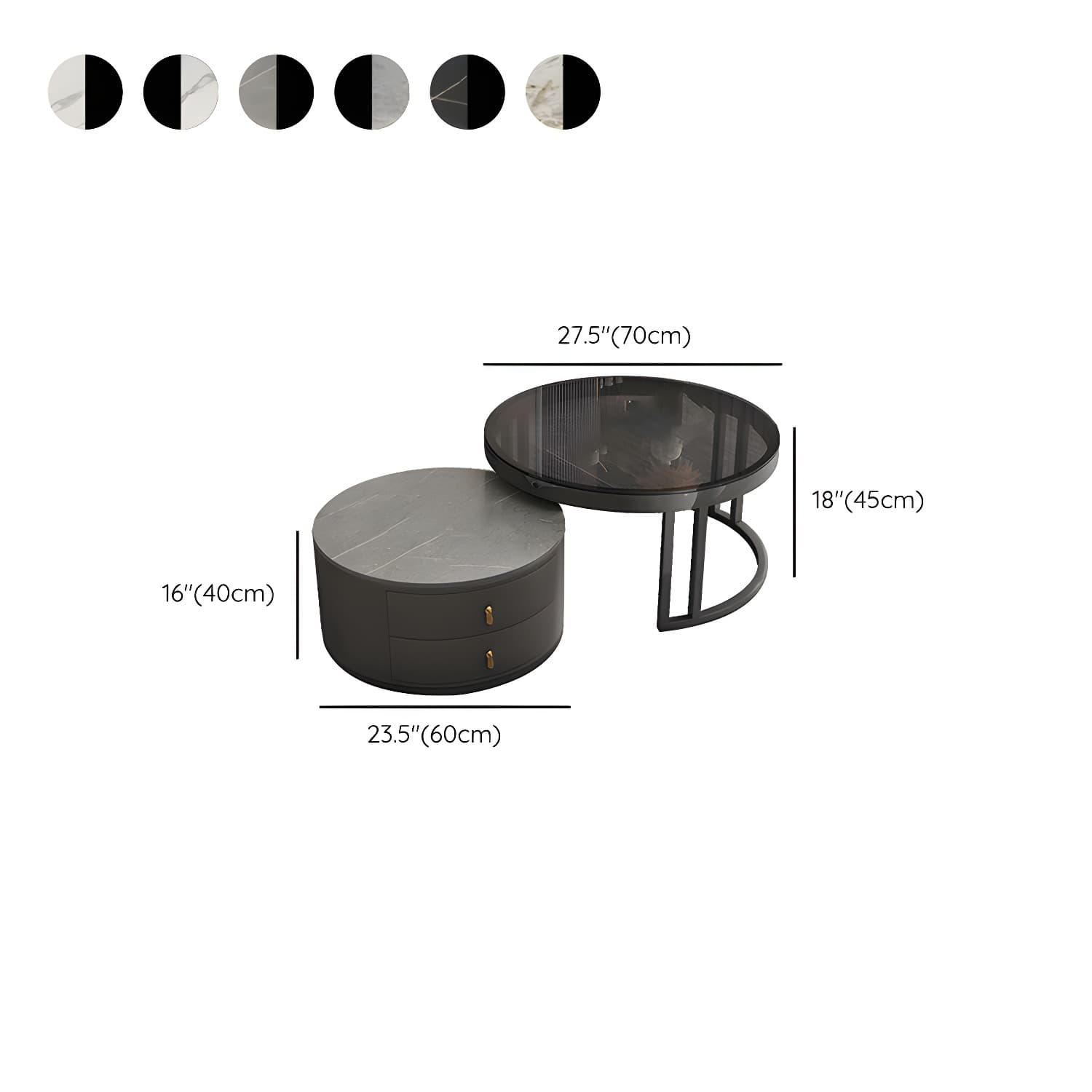 Round Tropical Coffee Table Storage 2 Nesting Coffee Table Set - image 19