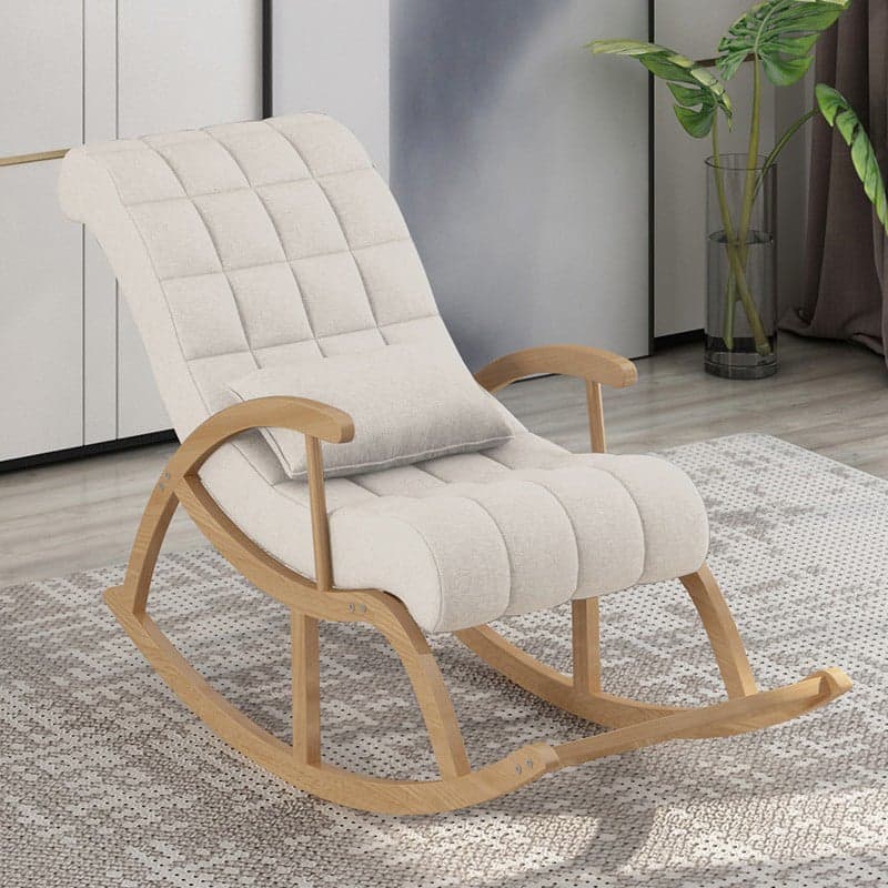 Modern Upholstered Rocking Chair with Removable Cushions - Stylish Pine Frame and Included Pillow - image 7