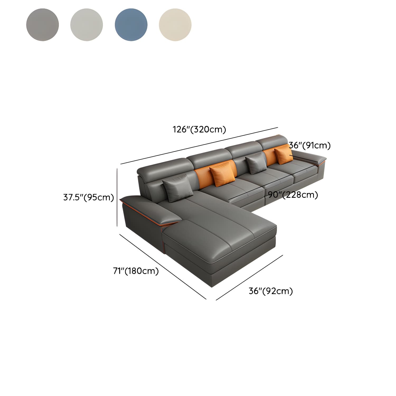 Modern Wood L-Shaped Sectional Sofa with Pillow Top Arm and Cushion Back - image 18