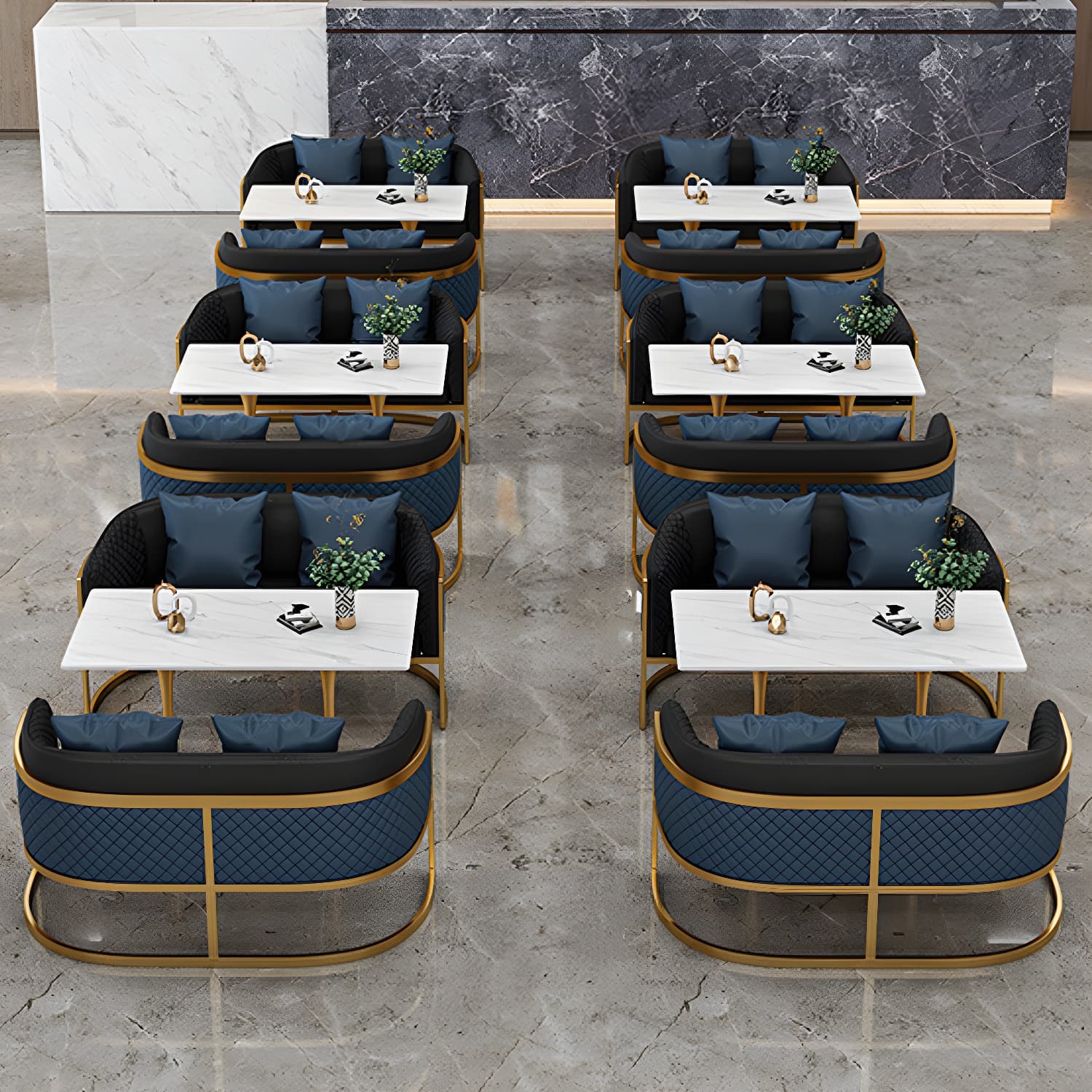 Golden Base Dining Table Medieval Modern Style Stone Table for Indoor - image 12