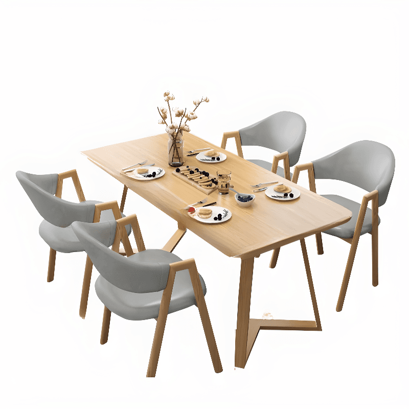 Dining Table Set with Sleighing Base and Fixed Table, Featuring Padded Chair with Back and Armrest, 5-piece Unfinished - image 11