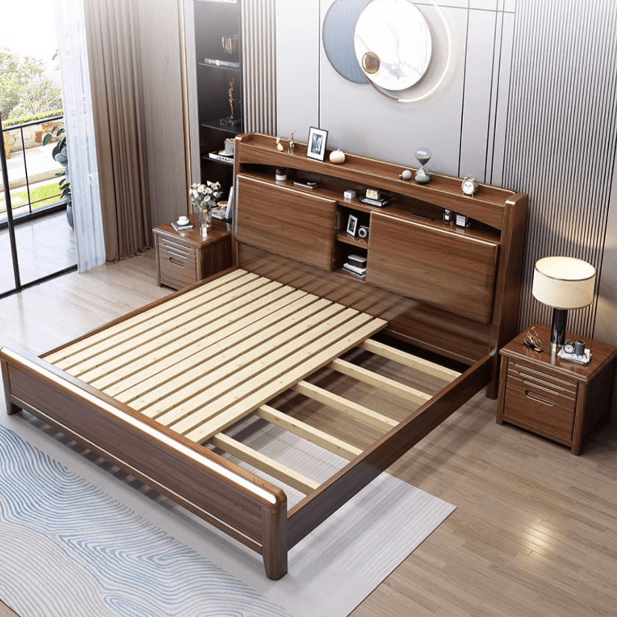 Platform Storage Bed with 2 Drawers, Lumber Frame and USB Charging Station - image 5