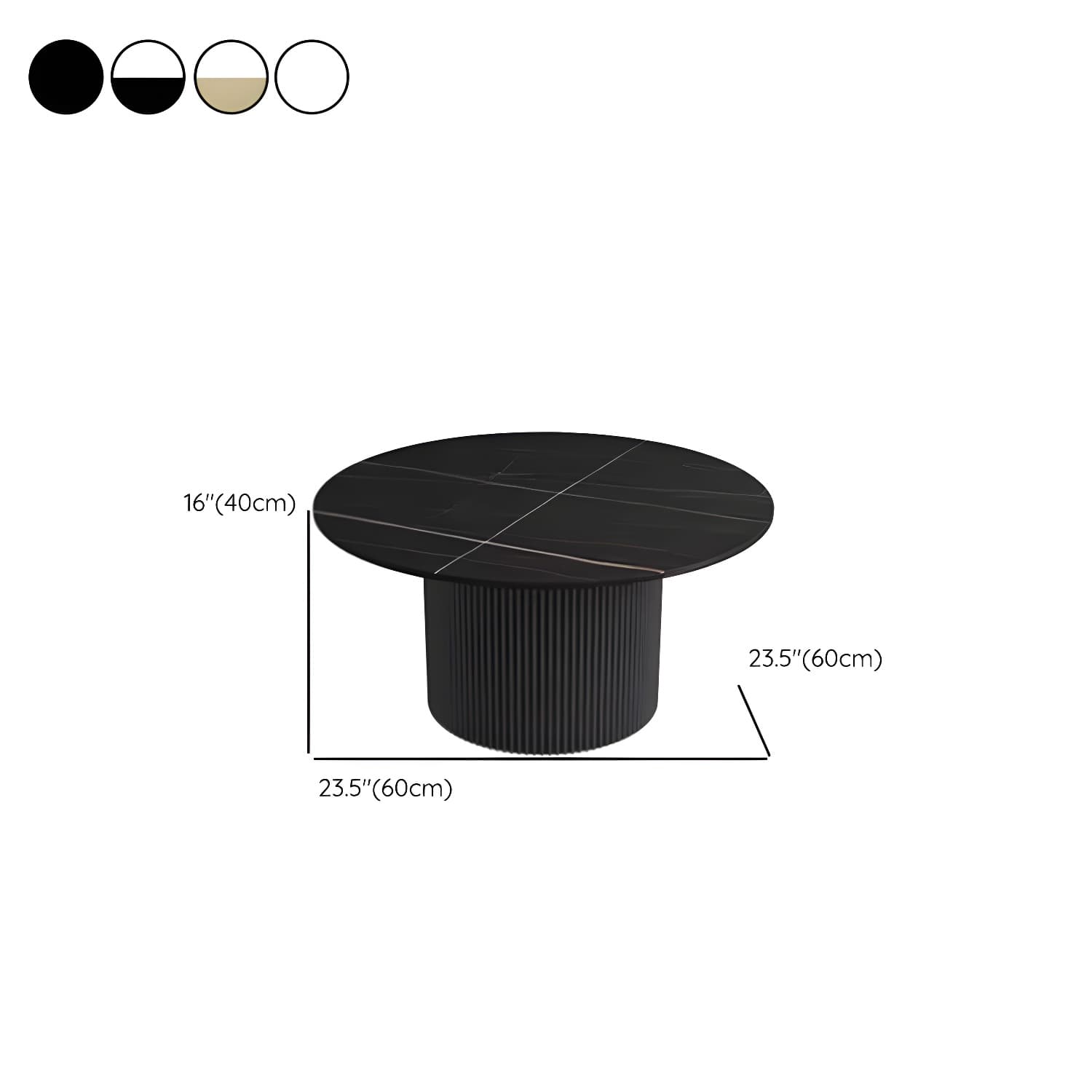 Modern Round Stone Top Coffee Table with Sturdy Metal Pedestal Base in Standard Height - image 16