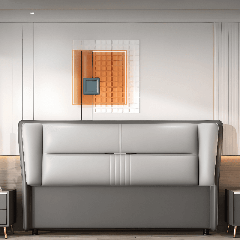 Modish Wingback Headboard in Timber with No Distressing, Rectangle Shape for Queen/Full Bed, Featuring Sponge Upholstery and Standard Height - image 9