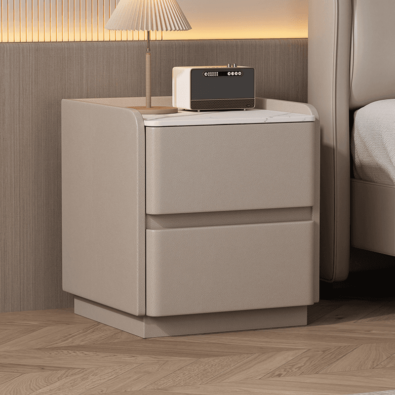 Modern Simple Style Bedside Cabinet Nightstand with 2 Drawers and Stone Countertop - image 9