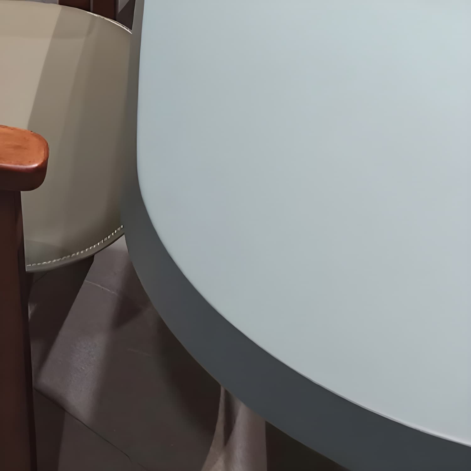 Blue Free Form Scandinavian Dining Table with Wood Top and Legs Standard Height - image 8