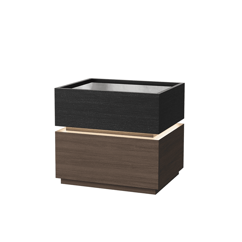 Organic Modern Nightstand With Drawer Organization with Glass Countertop and Illuminating Lighting