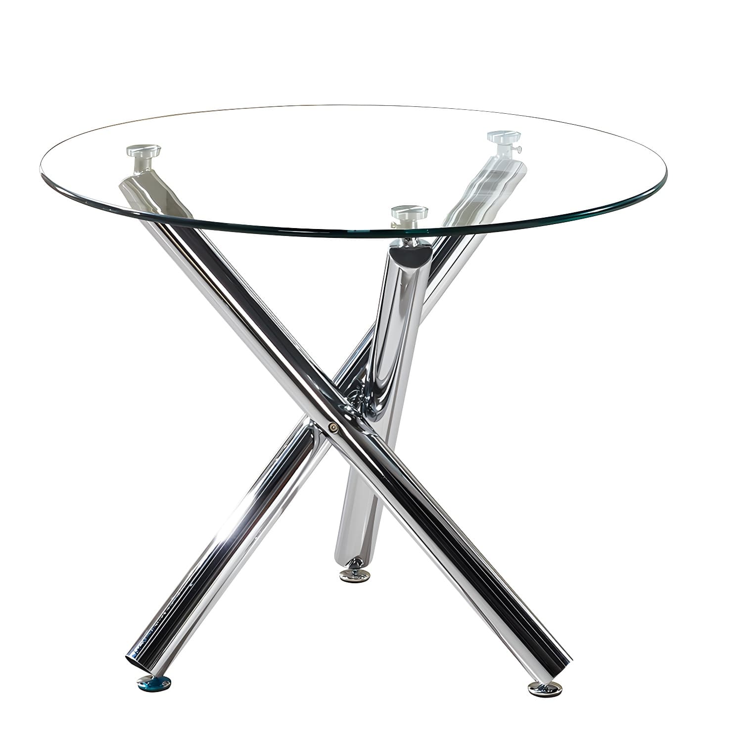 Modern Glass Round Dining Set with Three-Leg Metal Base - Clear, 36-inch Table - image 7
