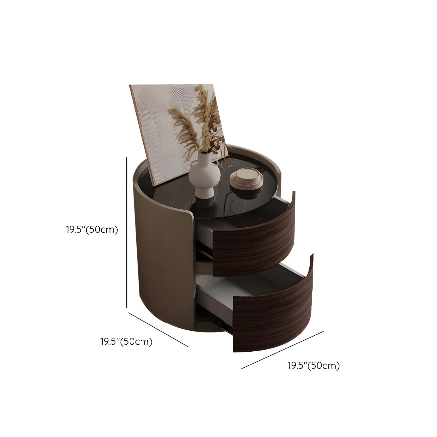 2 Drawers Contemporary Bedside Cabinet Antique Finish Nightstand - image 15