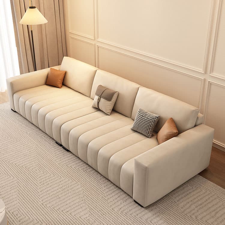 Modern Beige Sectional Sofa in Anti Cat Scratch Fabric with Square Arm