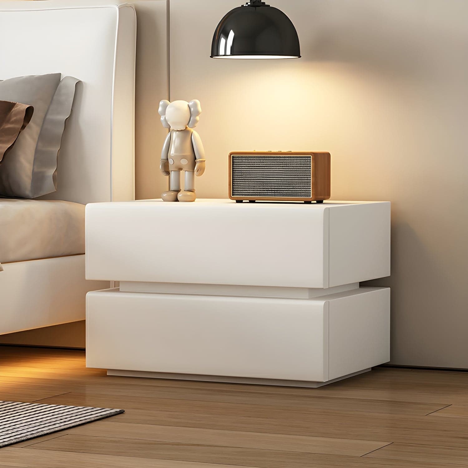 Modern Wood Nightstand with Drawer Storage, Small Size, Under 23 inches - image 8