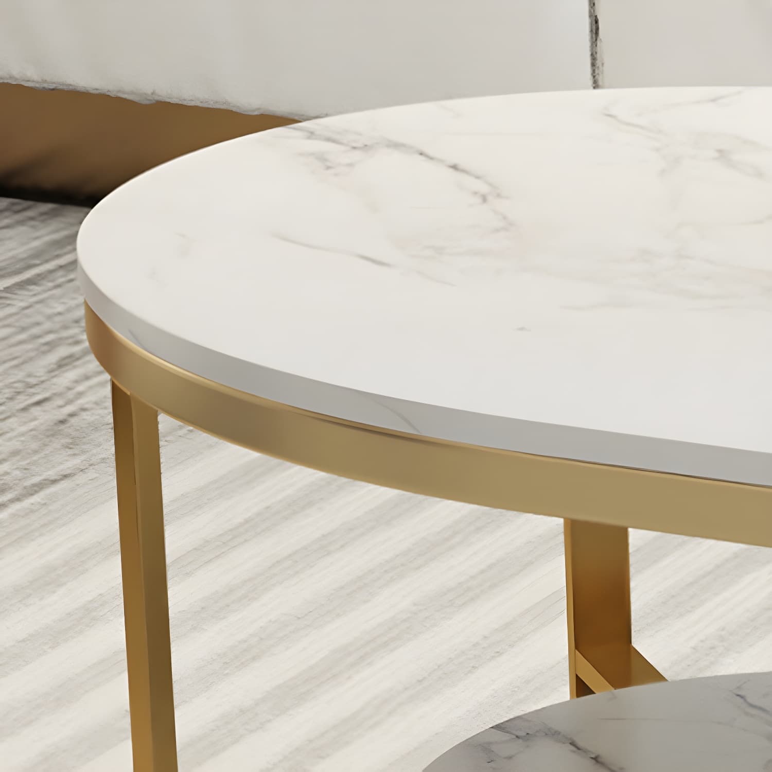17.72" H Stone/Marble Top Coffee Table Frame Shelf Included Cocktail Table - image 10