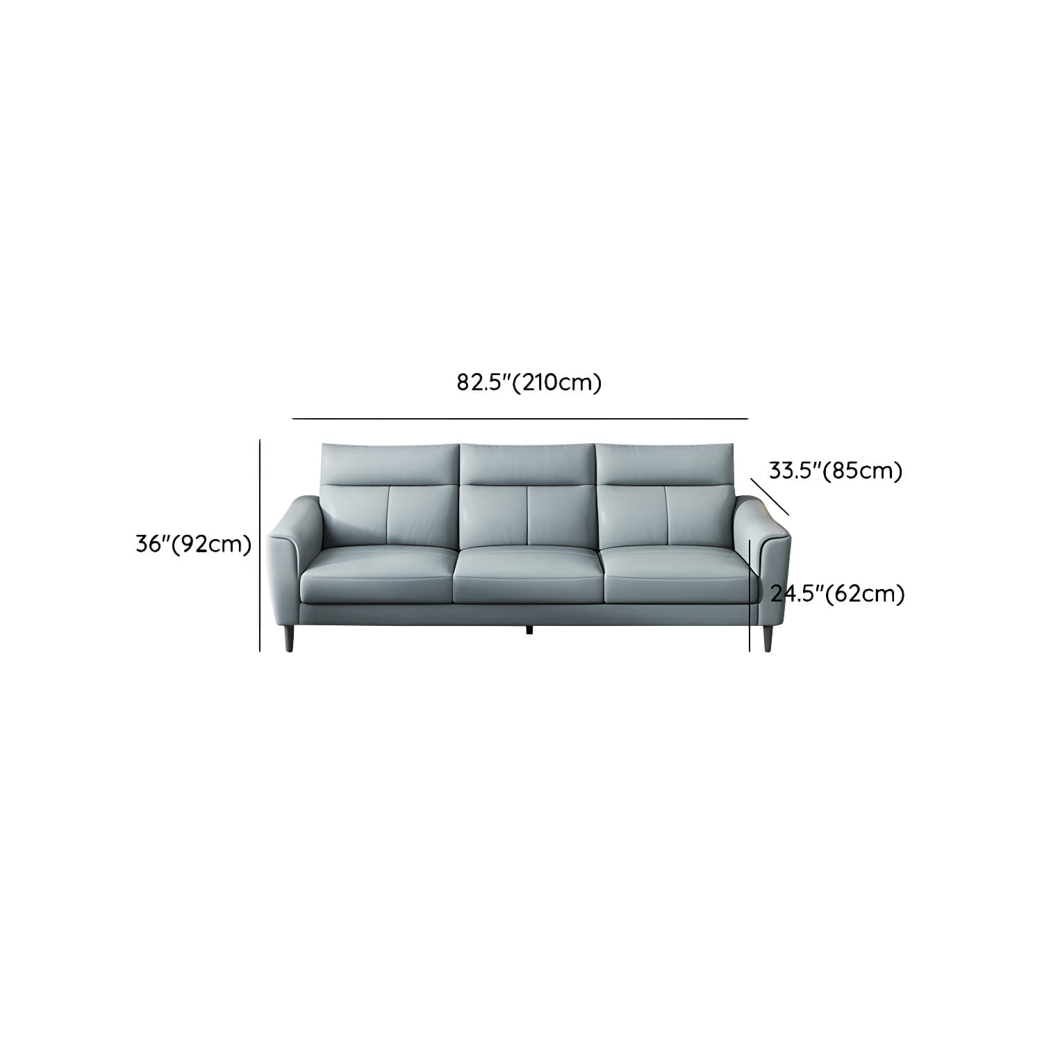 Modern Blue Genuine Leather Sectional Sofa Set with 3 Pieces of Large Size and Pillow Top Arms - image 12